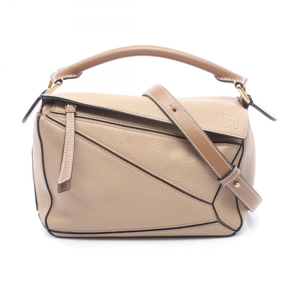 Loewe Puzzle Top Handle Bag Leather Beige Brown
